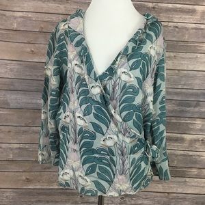 Anthropologie Odille Floral Print Wrap Blouse